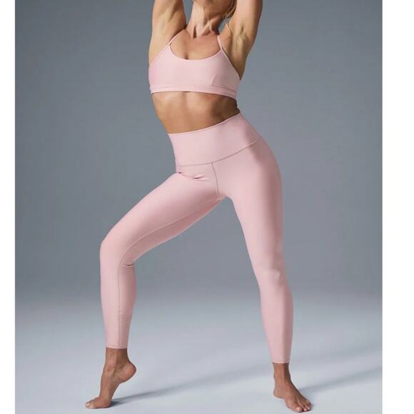 Alo Yoga Airlift Intrigue Bra and 7/8 High-Waist Airlift Legging Ballet Pink XS - Picture 1 of 15